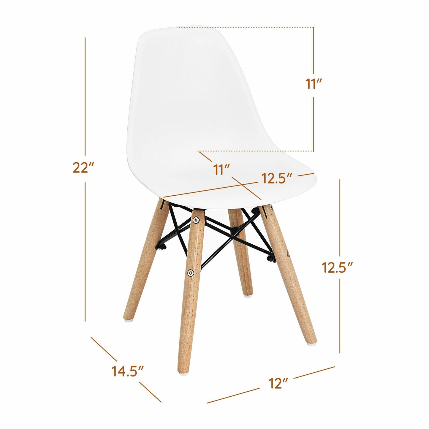 Kids Dining Chairs Set of 4 with Wood Legs