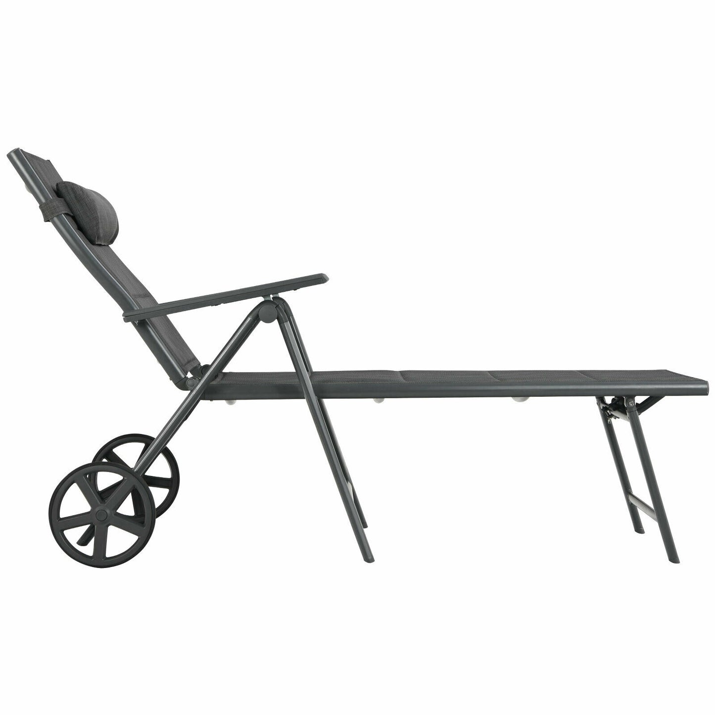 Reclining Patio Chaise Lounge with Adjustable Backrest & Wheels