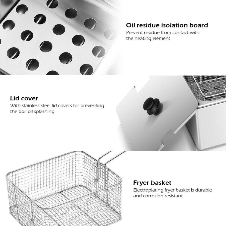 3400W Commercial Electric Fryer Dual Tank