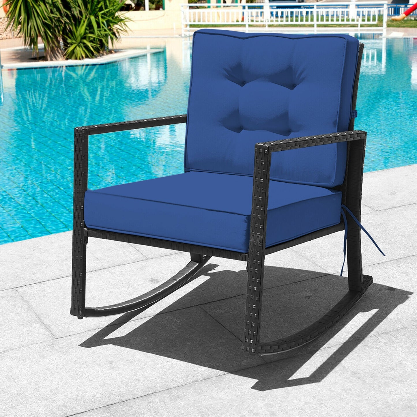 Rattan Rocking Chair with Cushion for Patio