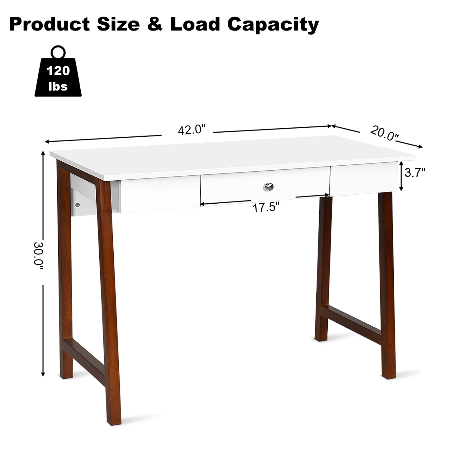 Writing Desk with Drawer - 42" Computer & Vanity Table