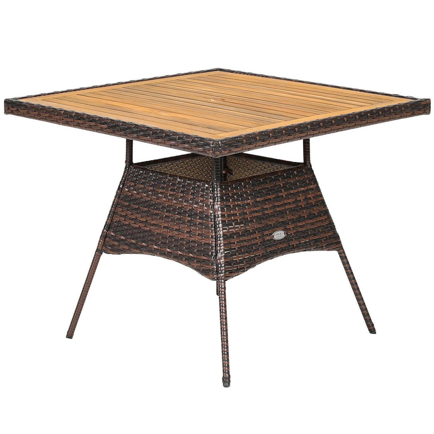 5-Piece Patio Dining Set with Rattan Chairs & Wood Table