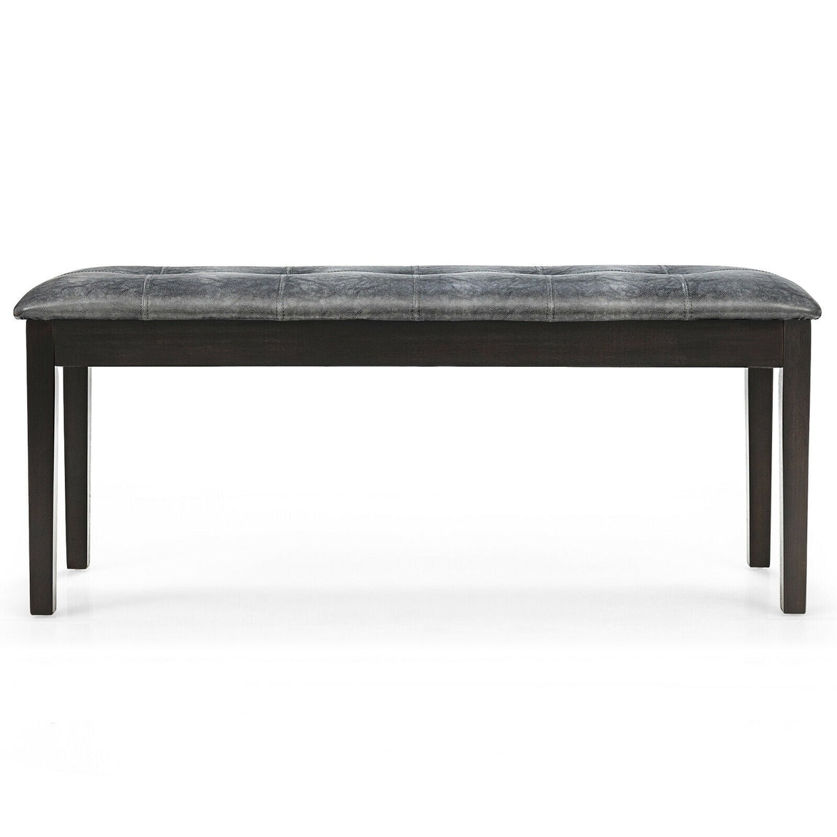 Upholstered Dining Room PU Bench Solid Wood Button Tufted