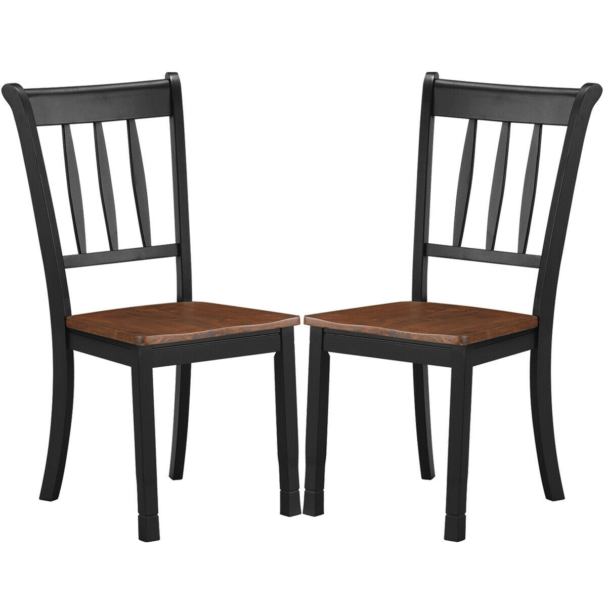 Spindle Back Wood Dining Chairs - Set of 2