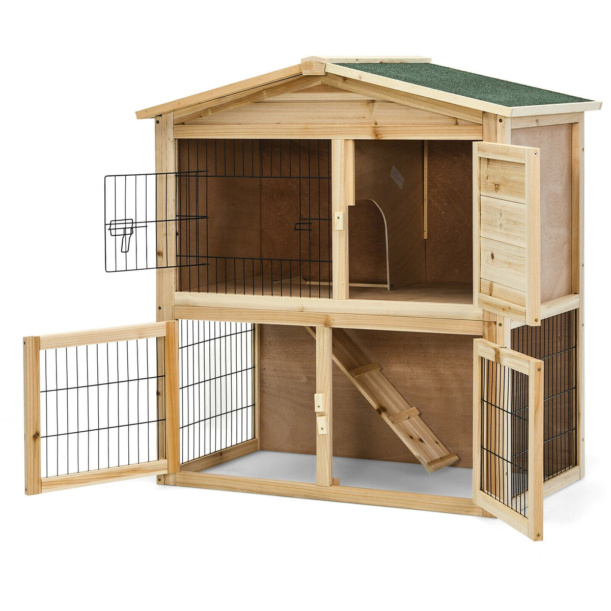 35 Inch Wooden Chicken Coop with Ramp