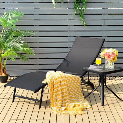 Folding Chaise Lounge Chairs Set of 2 with 5-Position Backrest
