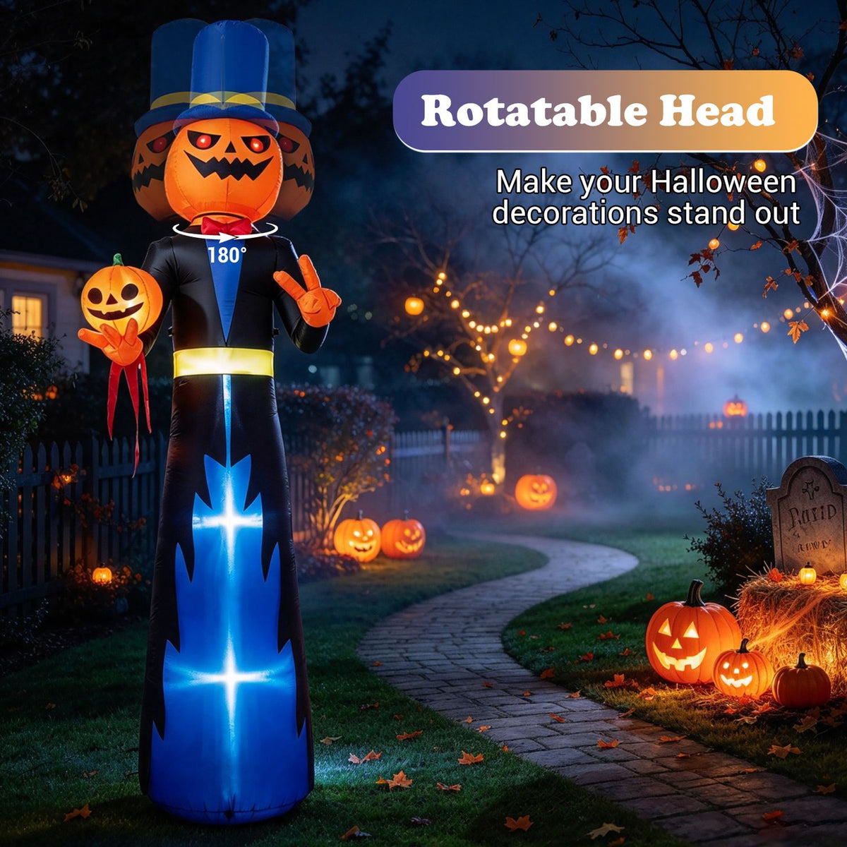 10 FT Animated Halloween Inflatable Pumpkin Gentleman Decoration