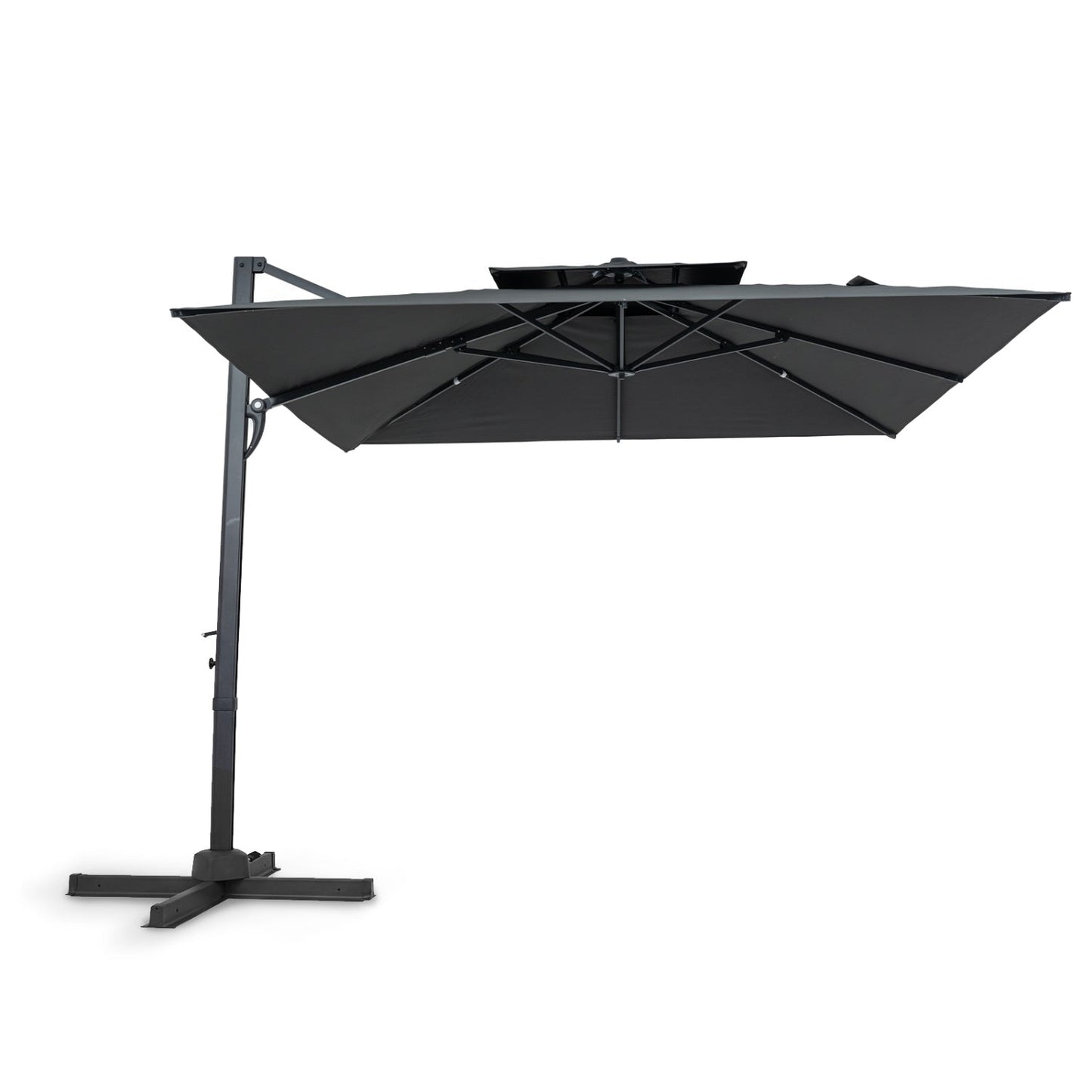 10 FT Patio Cantilever Umbrella with 360° Rotation and 8 Sturdy Ribs for Backyard