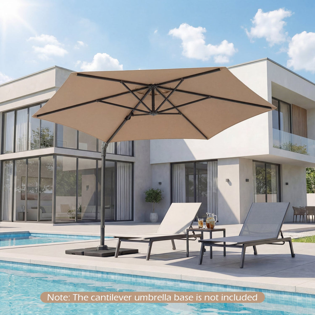 10 FT Patio Cantilever Umbrella with 360° Rotation and Air Vent for Backyard and Poolside