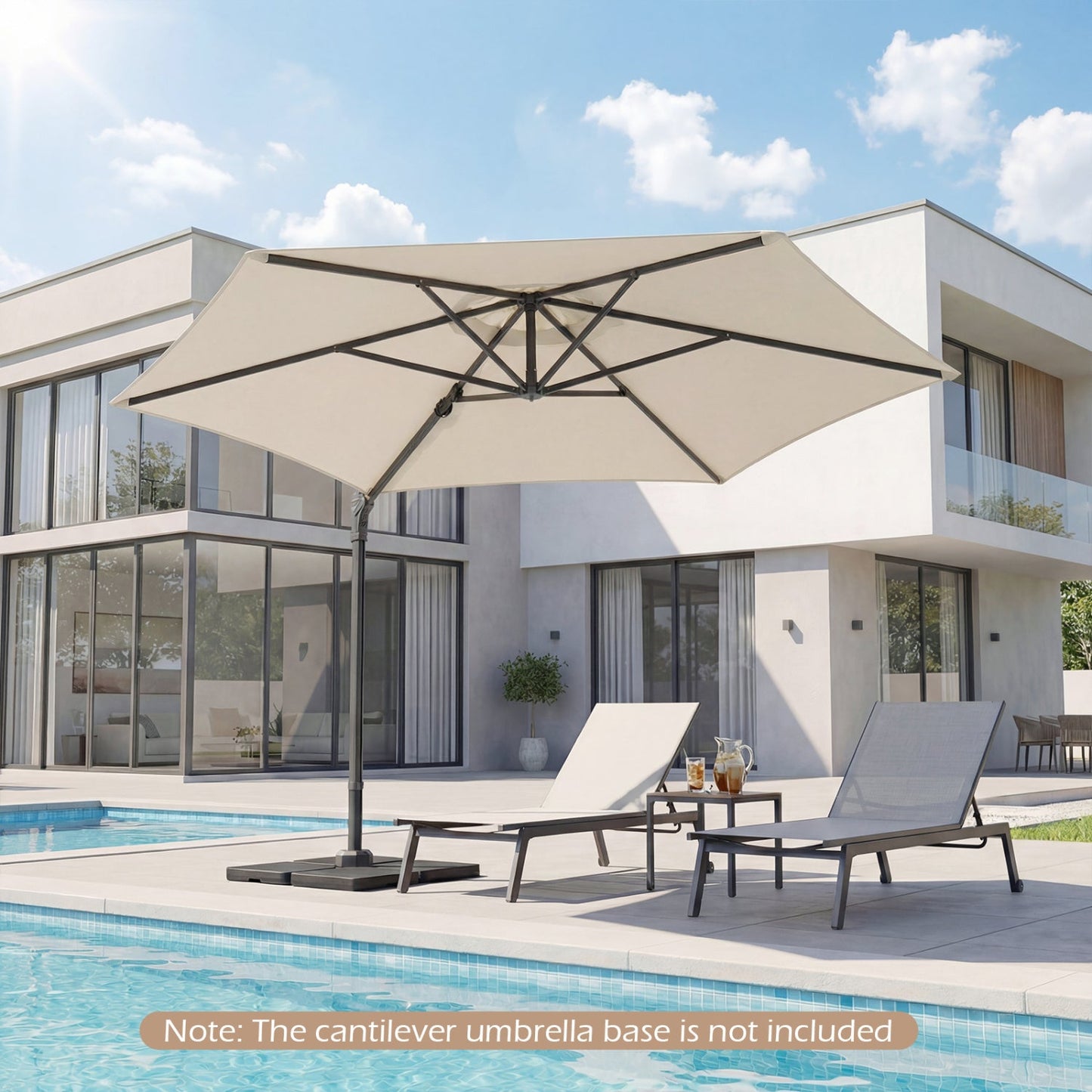 10 FT Patio Cantilever Umbrella with 360° Rotation and Air Vent for Backyard and Poolside