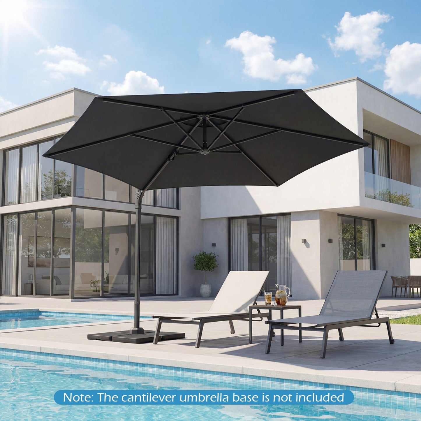 10 FT Patio Cantilever Umbrella with 360° Rotation and Air Vent for Backyard and Poolside