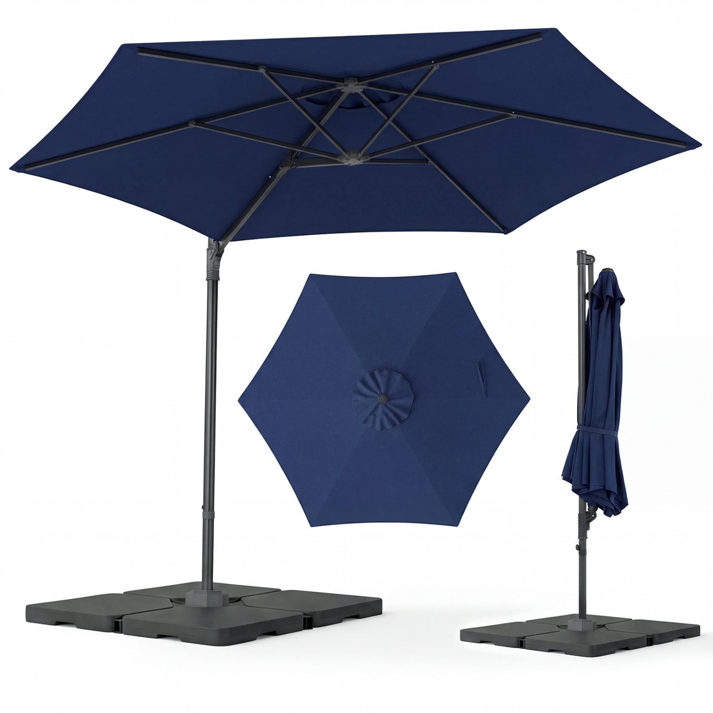 10 FT Patio Cantilever Umbrella with 360° Rotation and Air Vent for Backyard and Poolside