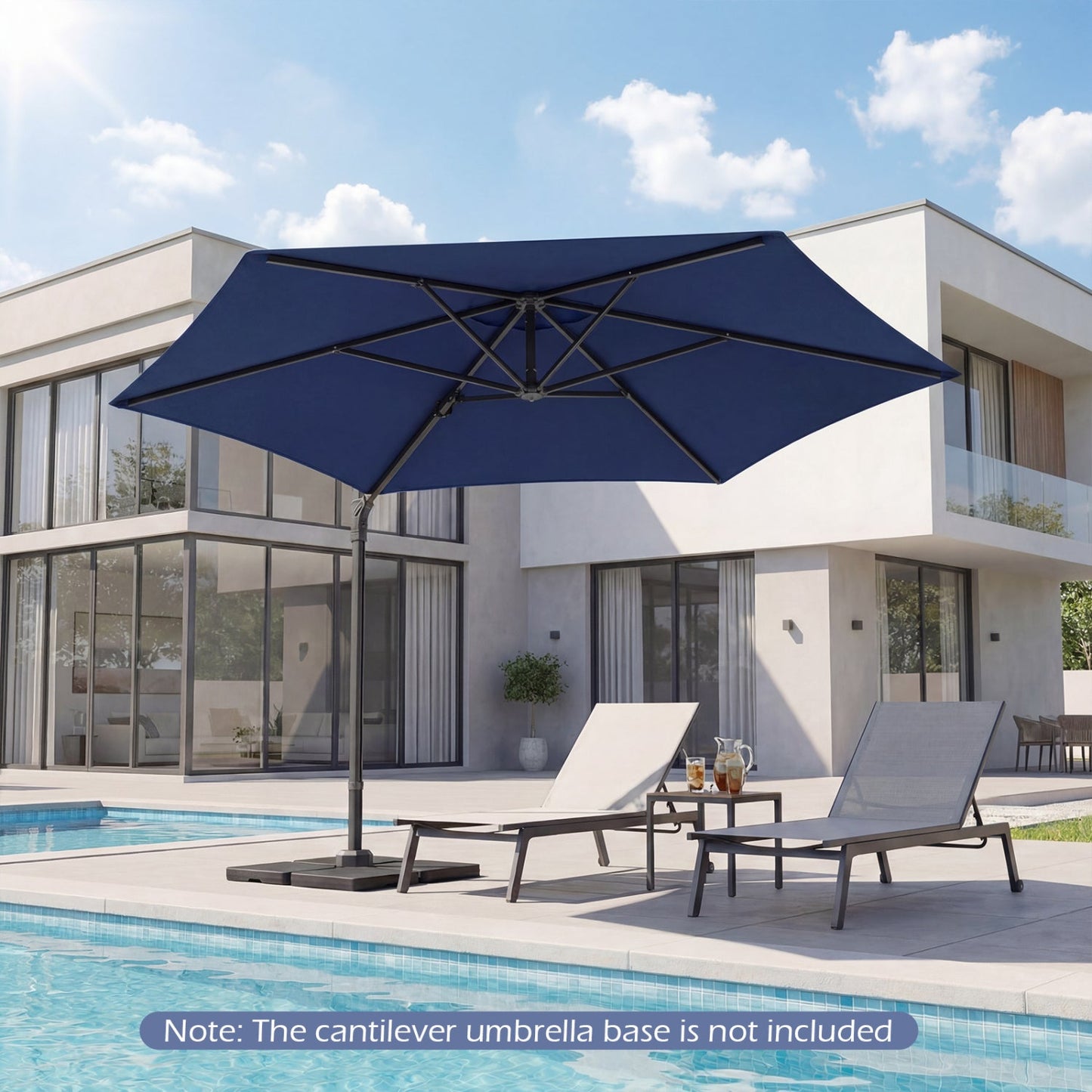 10 FT Patio Cantilever Umbrella with 360° Rotation and Air Vent for Backyard and Poolside