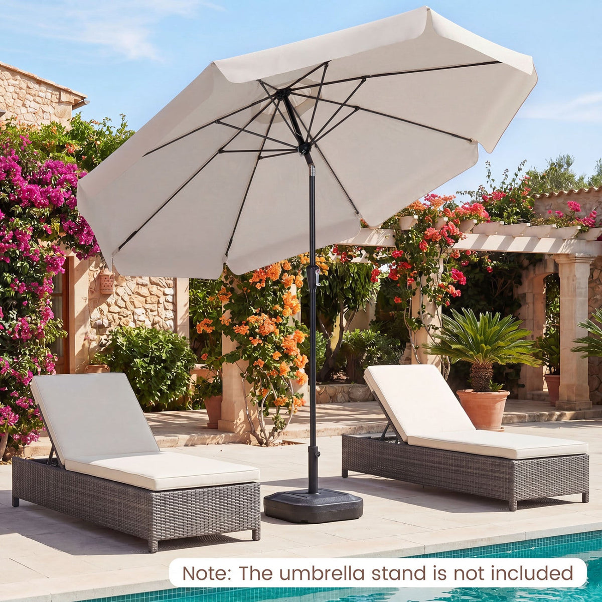 10 FT Scalloped Patio Umbrella with Push Button Tilt