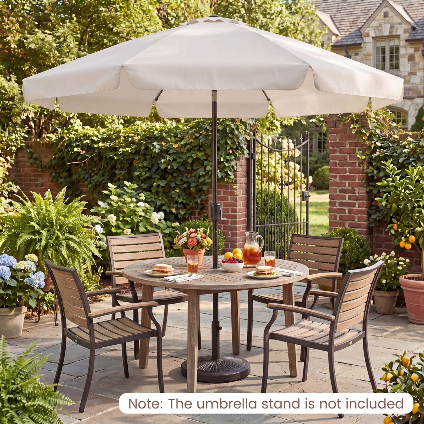 10 FT Scalloped Patio Umbrella with Push Button Tilt