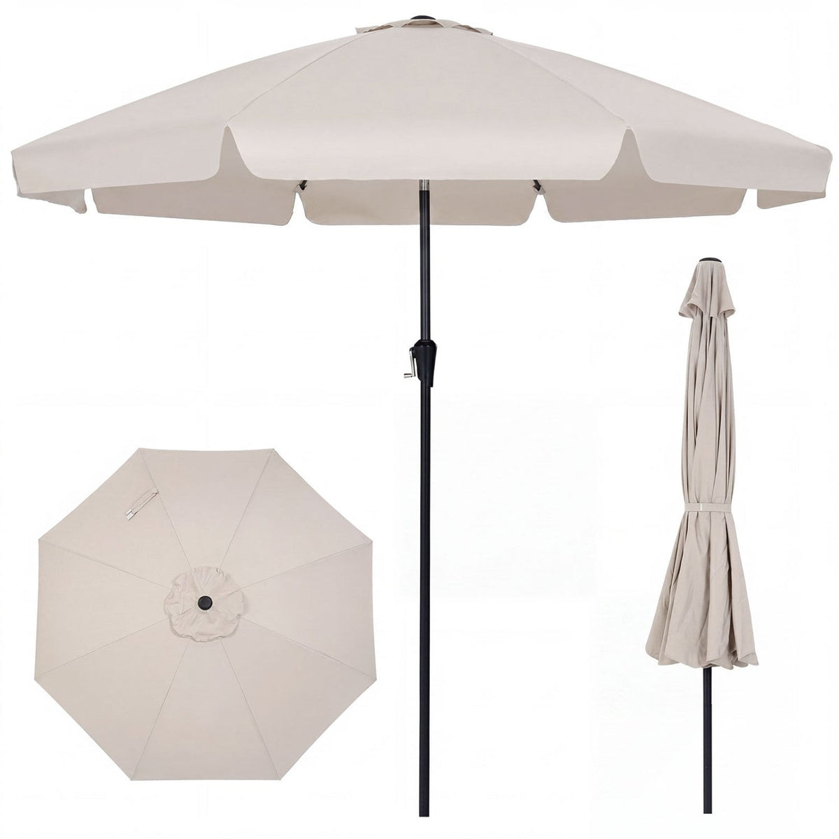 10 FT Scalloped Patio Umbrella with Push Button Tilt