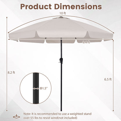 10 FT Scalloped Patio Umbrella with Push Button Tilt