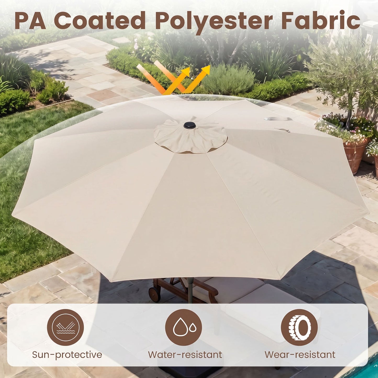 10 FT Scalloped Patio Umbrella with Push Button Tilt