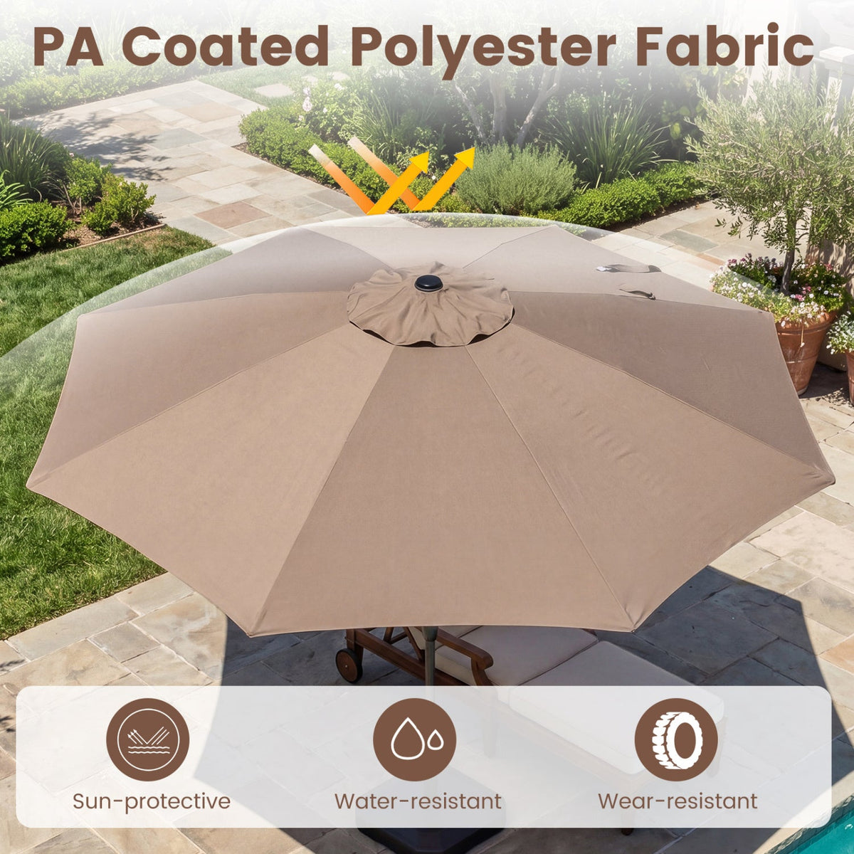 10 FT Scalloped Patio Umbrella with Push Button Tilt