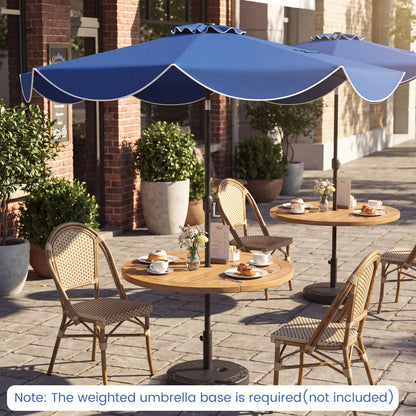 10 FT Scalloped Solar Patio Umbrella with 24 LED Lights and Tilt Adjustment