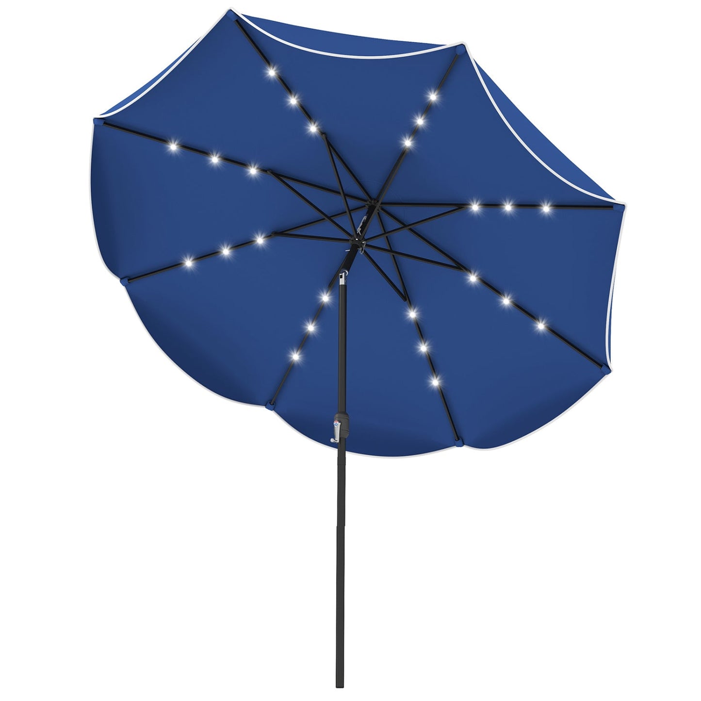 10 FT Scalloped Solar Patio Umbrella with 24 LED Lights and Tilt Adjustment