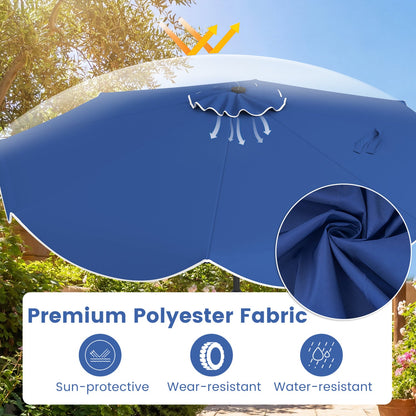 10 FT Scalloped Solar Patio Umbrella with 24 LED Lights and Tilt Adjustment
