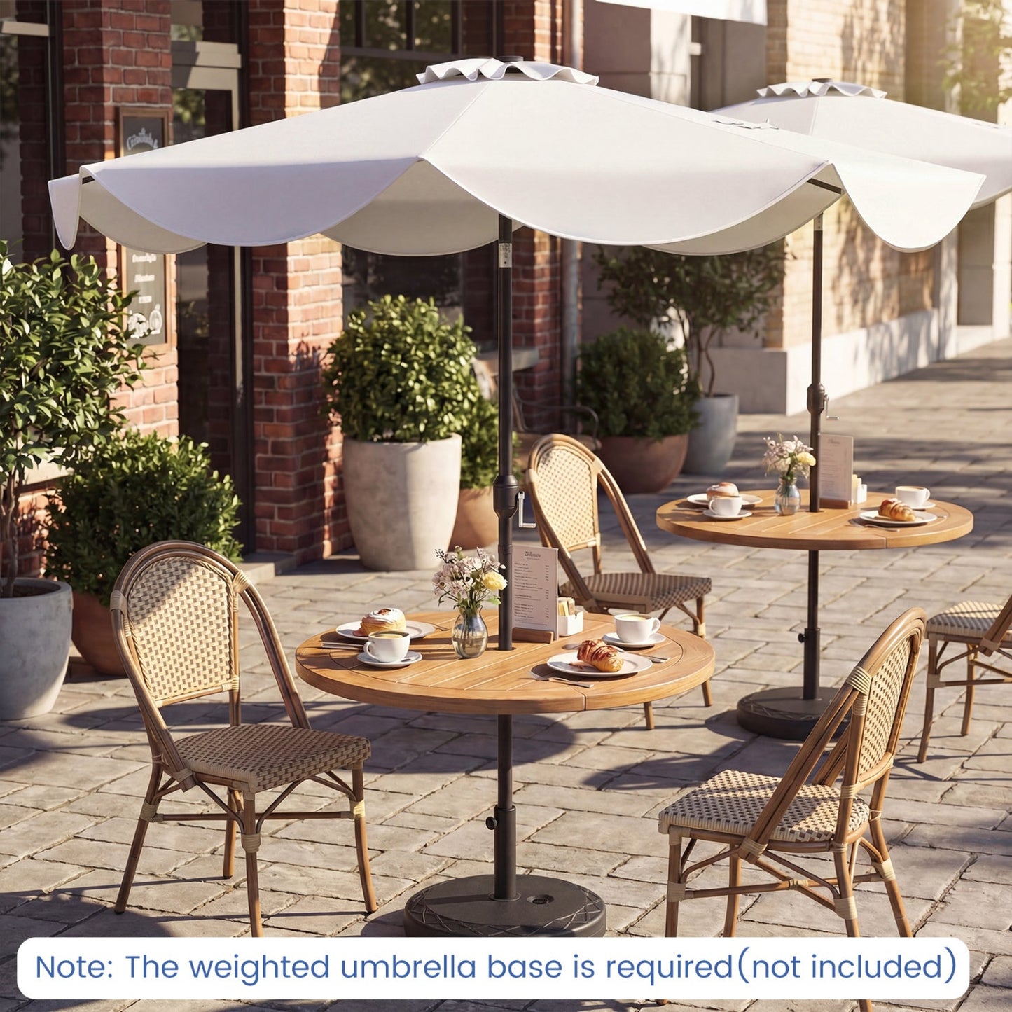10 FT Scalloped Solar Patio Umbrella with 24 LED Lights and Tilt Adjustment