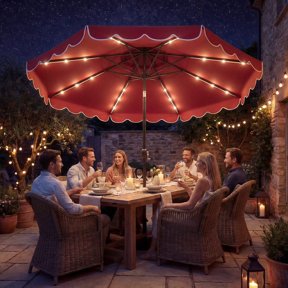 10 FT Solar LED Patio Umbrella for Deck and Pool