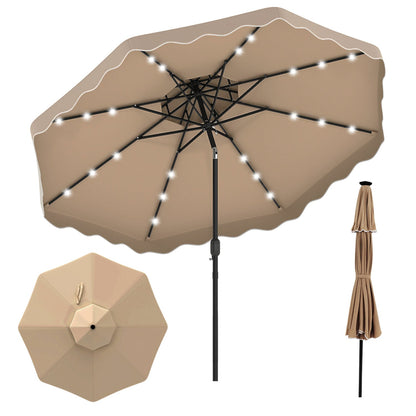 10 FT Solar LED Patio Umbrella for Deck and Pool