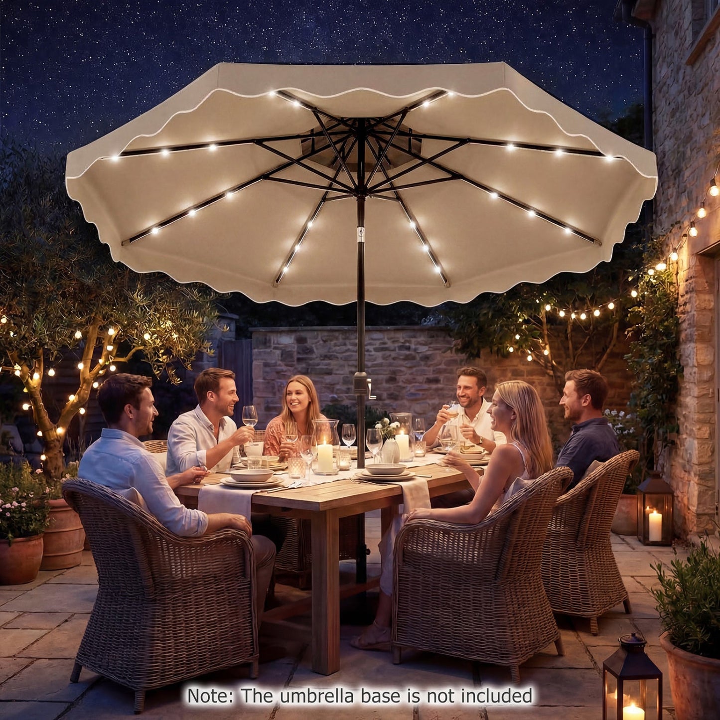 10 FT Solar LED Patio Umbrella for Deck and Pool