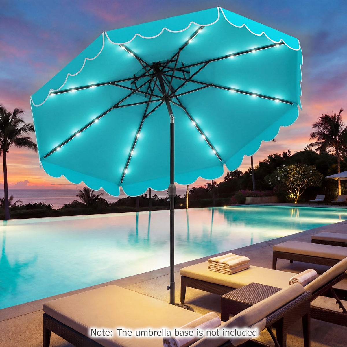 10 FT Solar LED Patio Umbrella for Deck and Pool