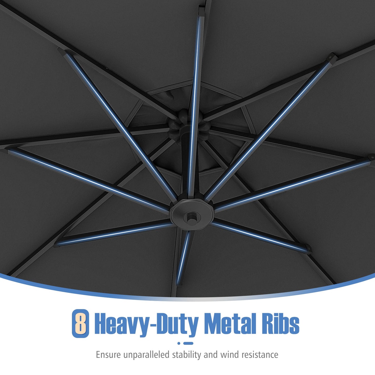 10 Feet Offset Hanging Umbrella with Base Patio Cantilever Umbrella with Tilt