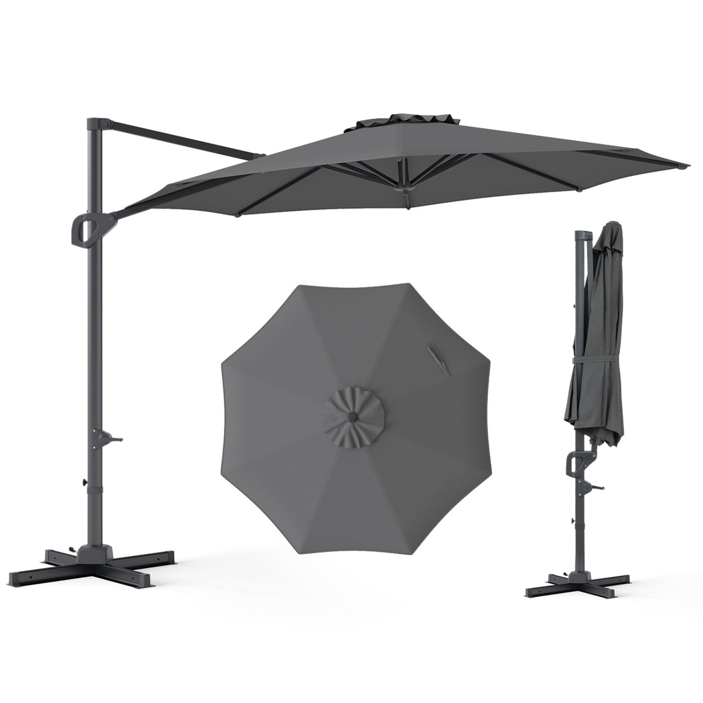 10 Feet Patio Cantilever Umbrella with Easy Tilt Adjustment