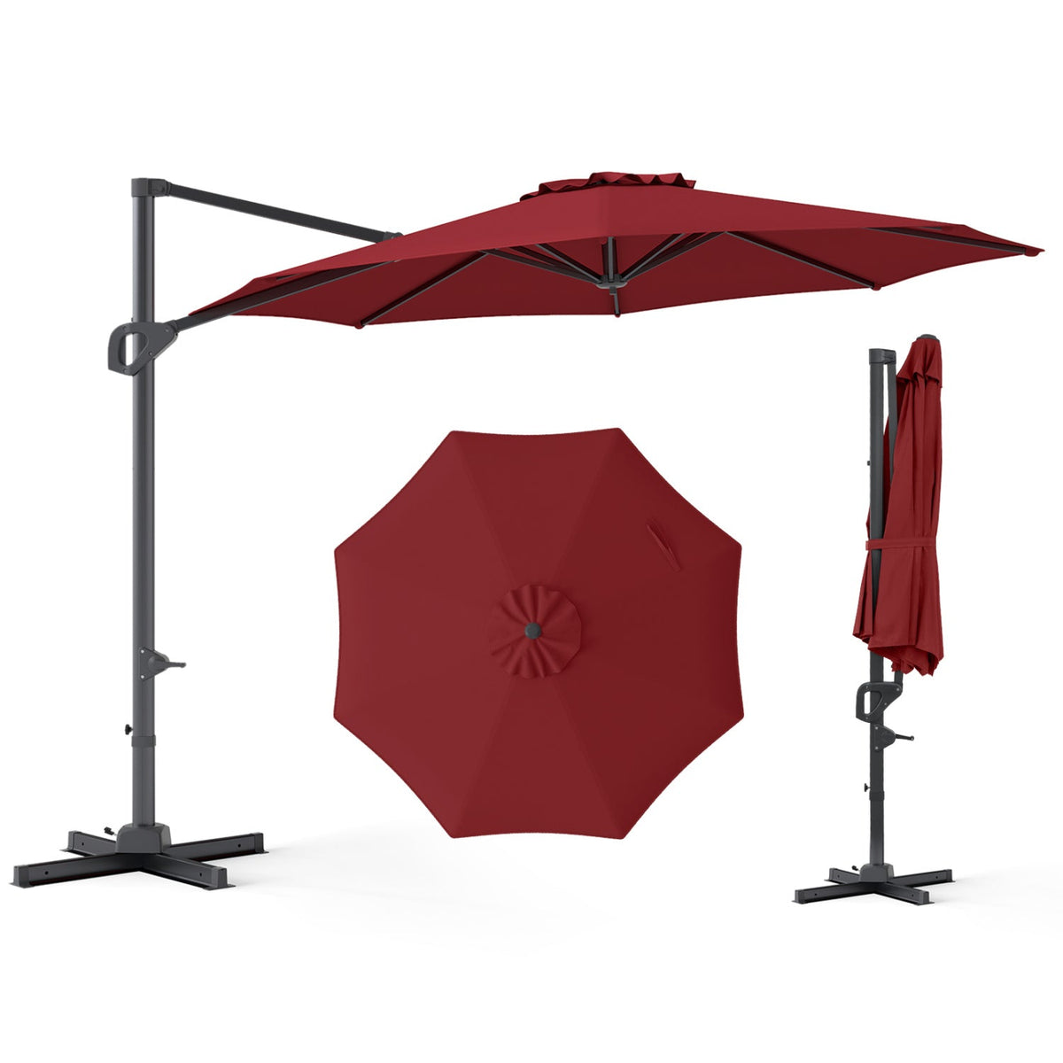 10 Feet Patio Cantilever Umbrella with Easy Tilt Adjustment