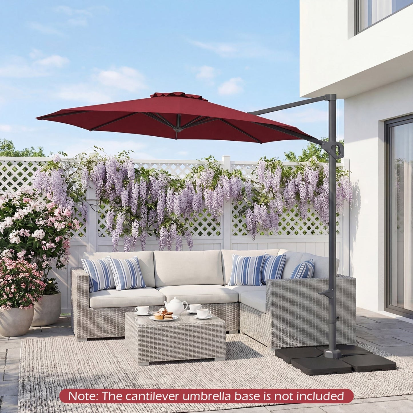 10 Feet Patio Cantilever Umbrella with Easy Tilt Adjustment