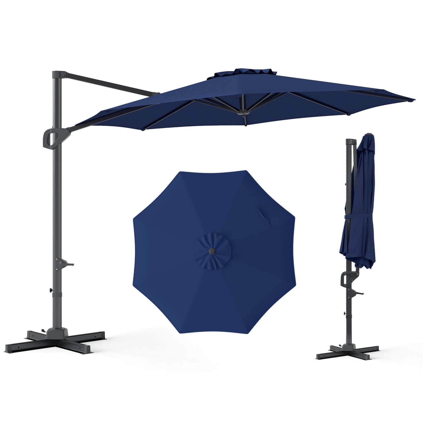 10 Feet Patio Cantilever Umbrella with Easy Tilt Adjustment