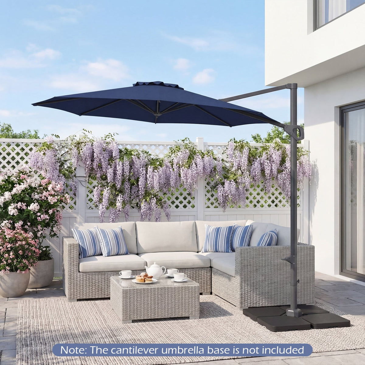10 Feet Patio Cantilever Umbrella with Easy Tilt Adjustment