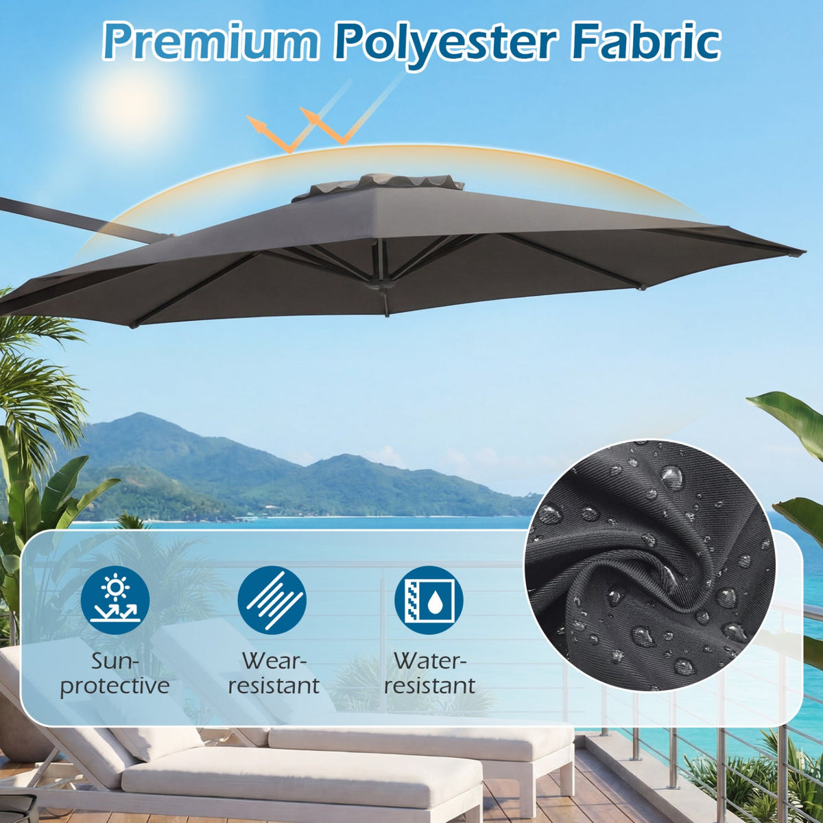 10 Feet Patio Cantilever Umbrella with Easy Tilt Adjustment