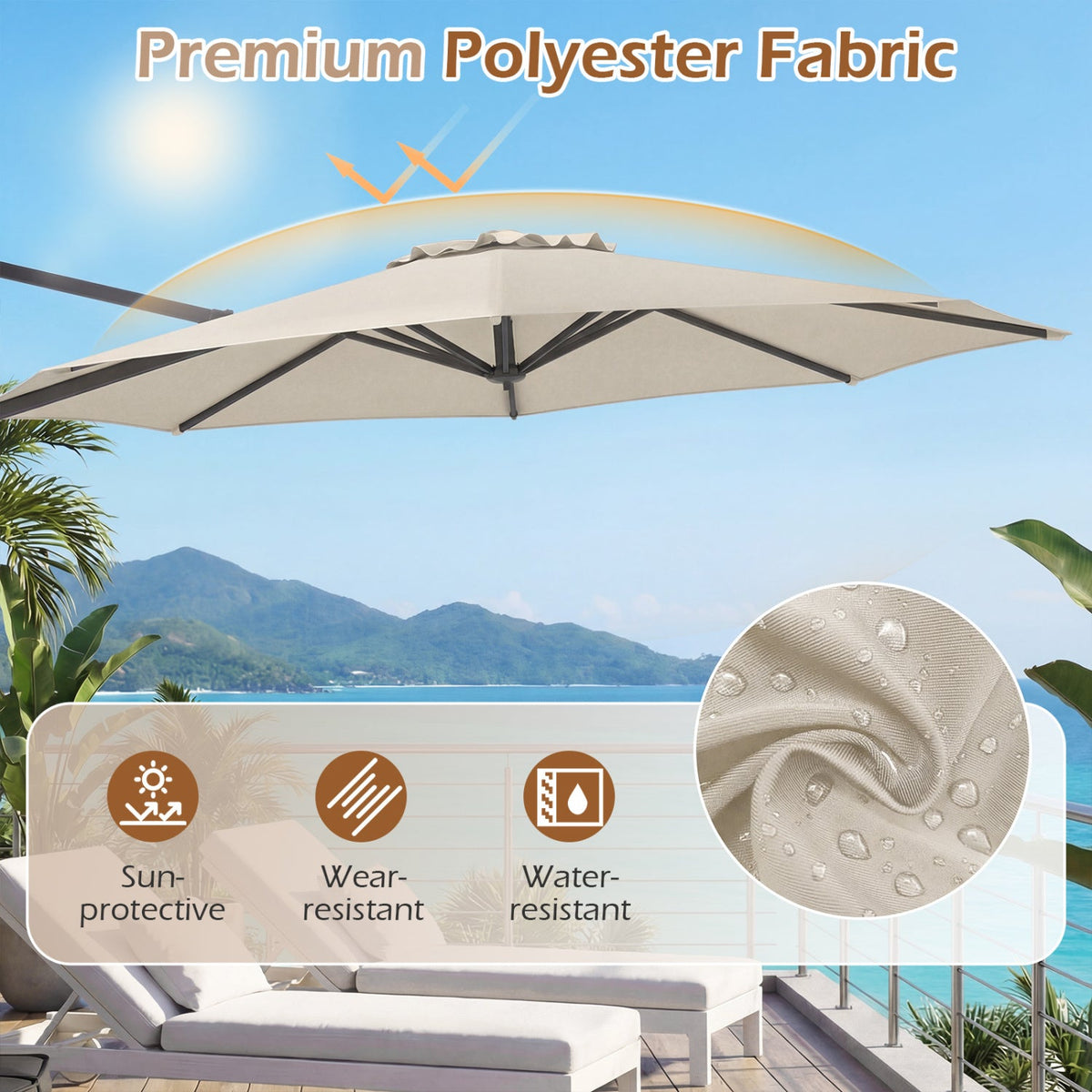 10 Feet Patio Cantilever Umbrella with Easy Tilt Adjustment