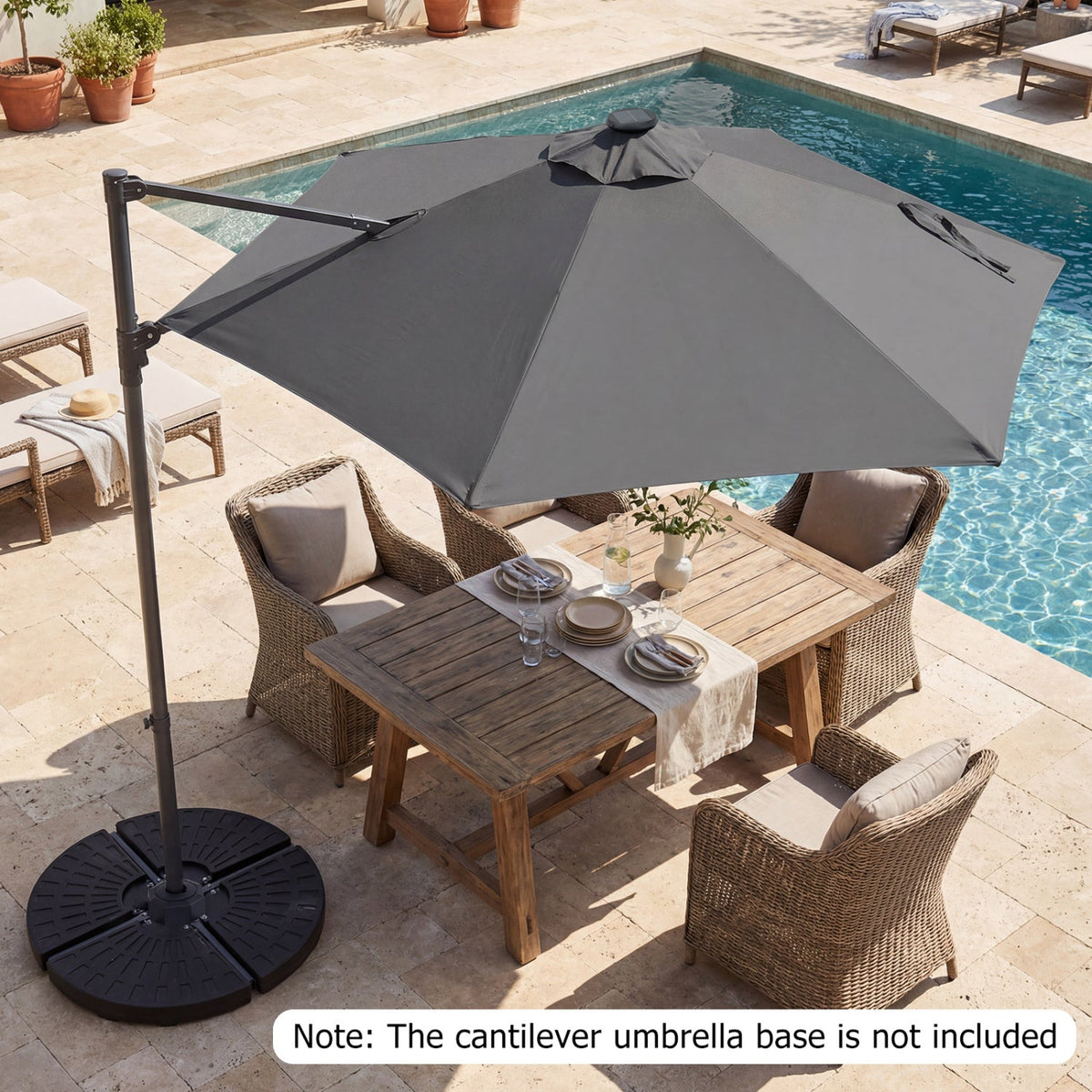 10 Feet Patio Cantilever Umbrella with Solar LED Lights