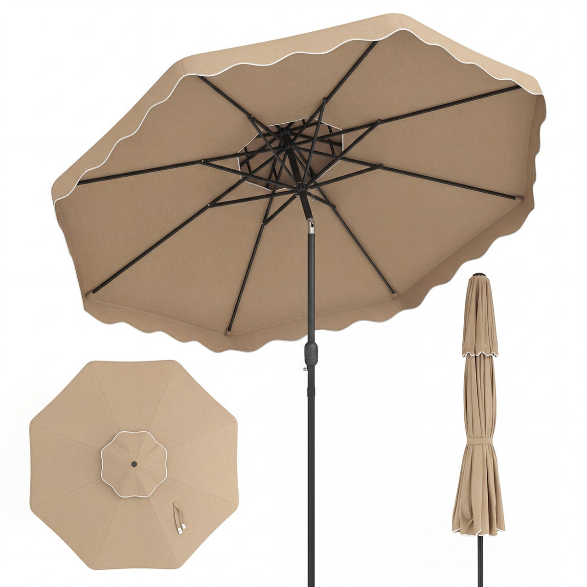 10 Ft Patio Umbrella with Push Button Tilt and Crank
