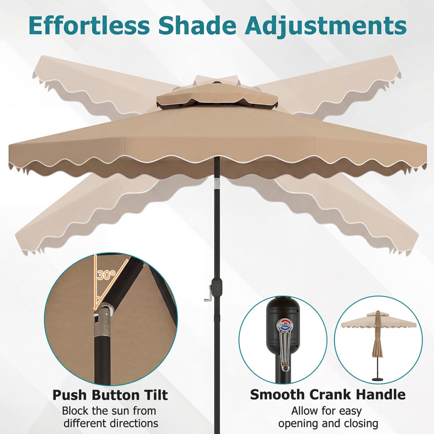 10 Ft Patio Umbrella with Push Button Tilt and Crank