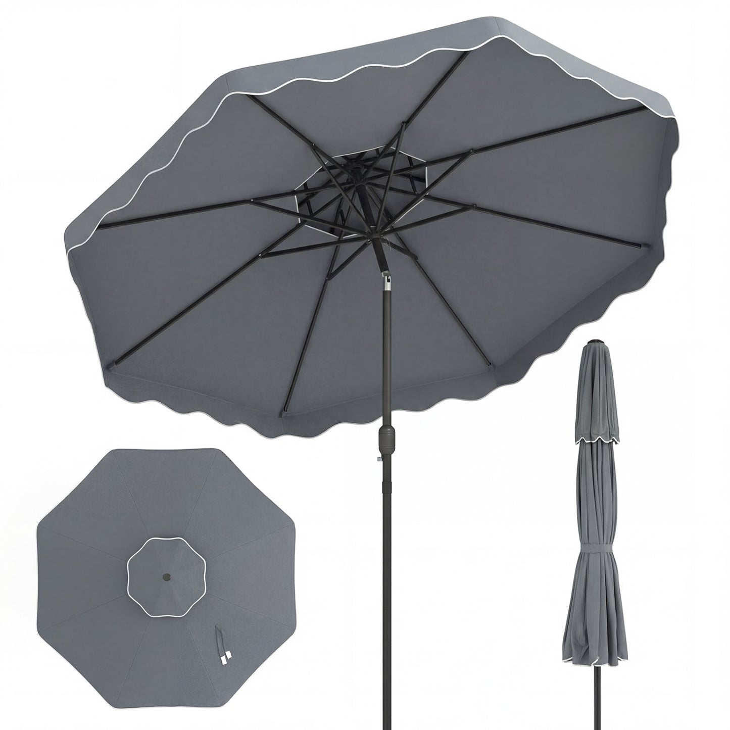 10 Ft Patio Umbrella with Push Button Tilt and Crank