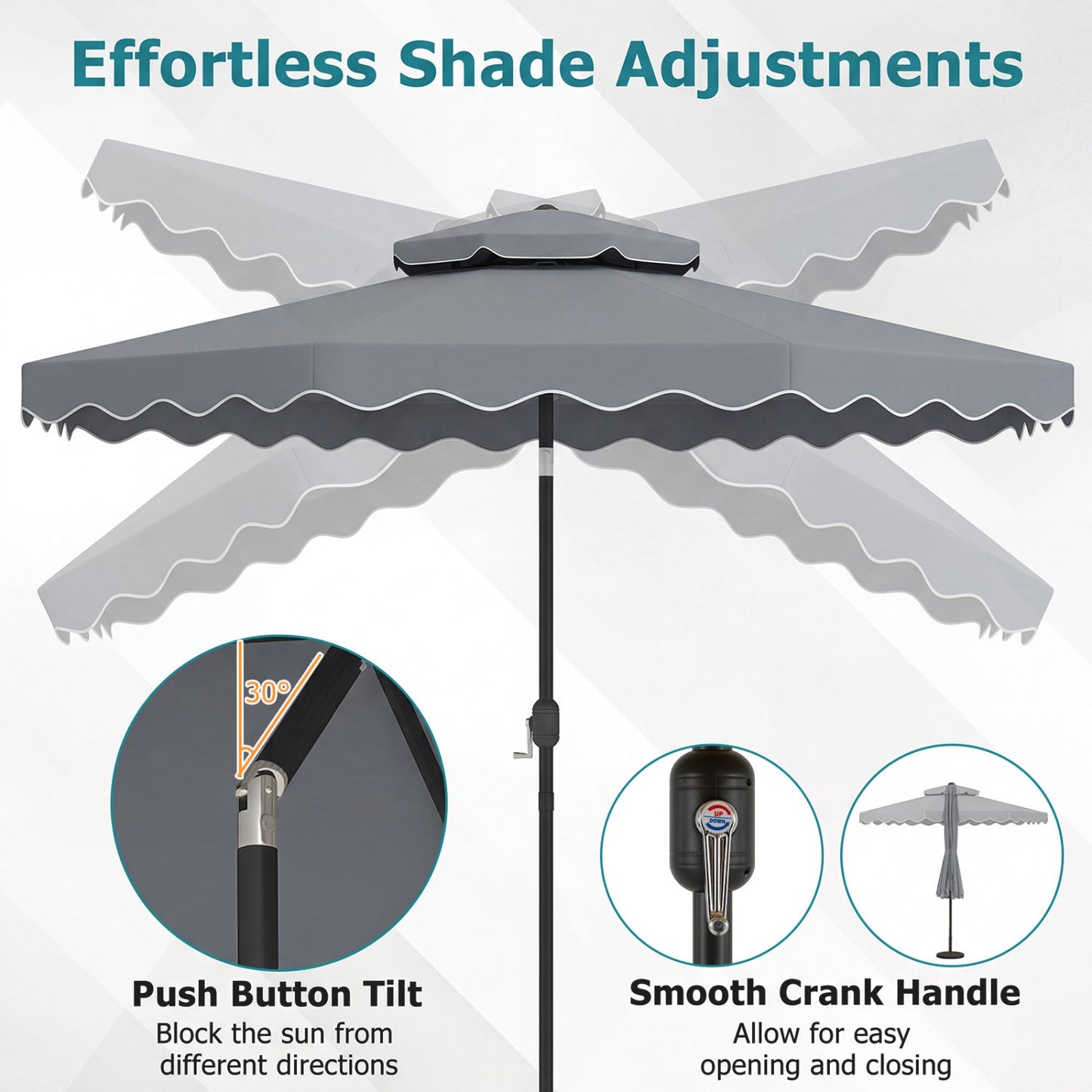 10 Ft Patio Umbrella with Push Button Tilt and Crank