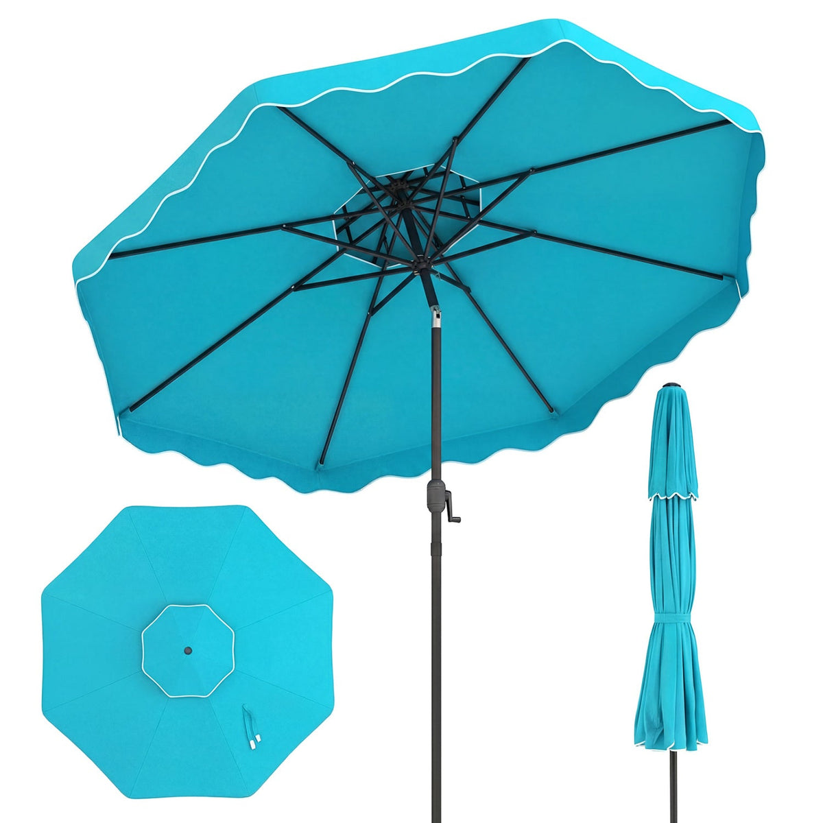10 Ft Patio Umbrella with Push Button Tilt and Crank