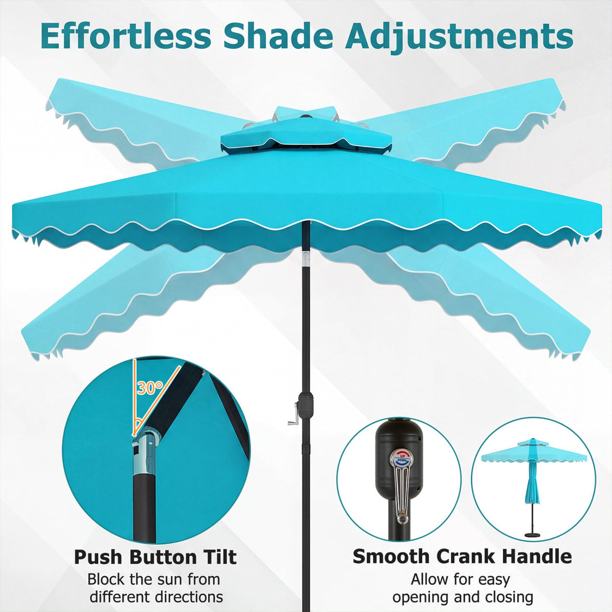 10 Ft Patio Umbrella with Push Button Tilt and Crank