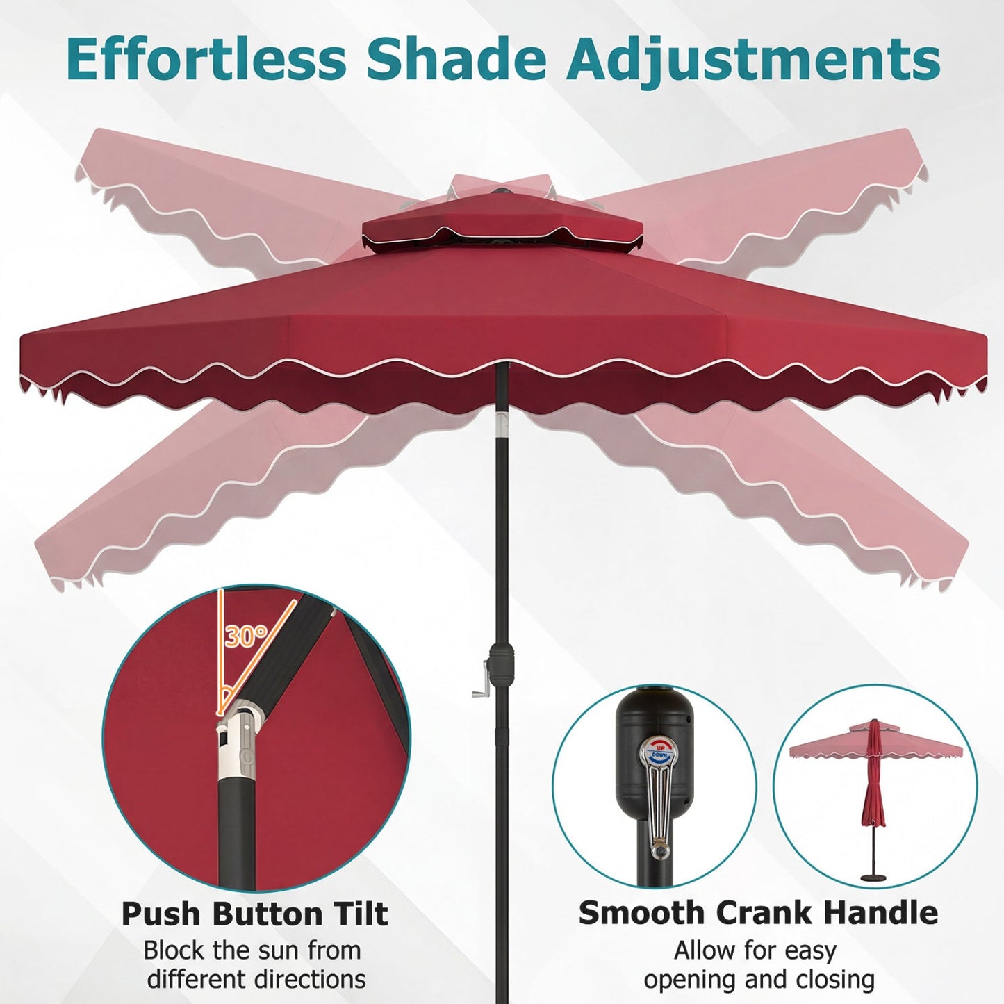 10 Ft Patio Umbrella with Push Button Tilt and Crank