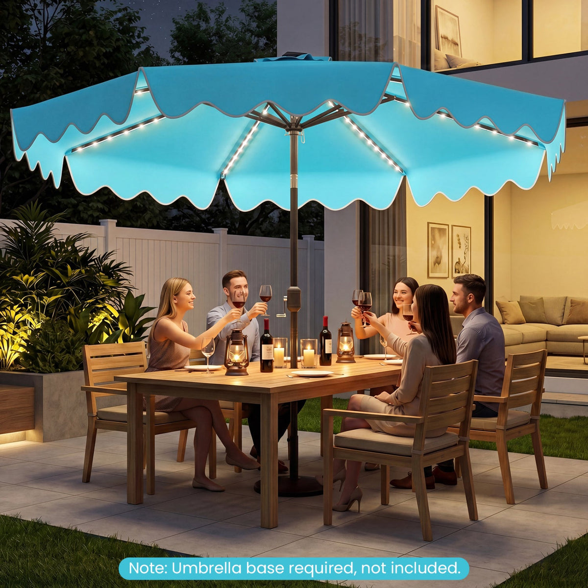 10 Ft Solar Patio Umbrella with LED Lights