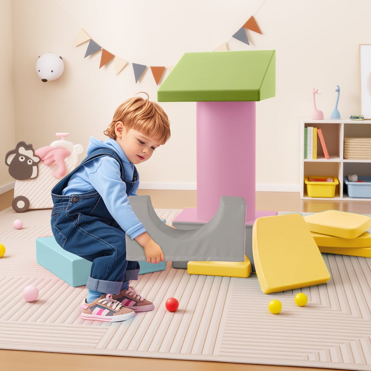 10-Piece Foam Climbing Toys for Toddlers Soft Foam PU Leather Building Blocks
