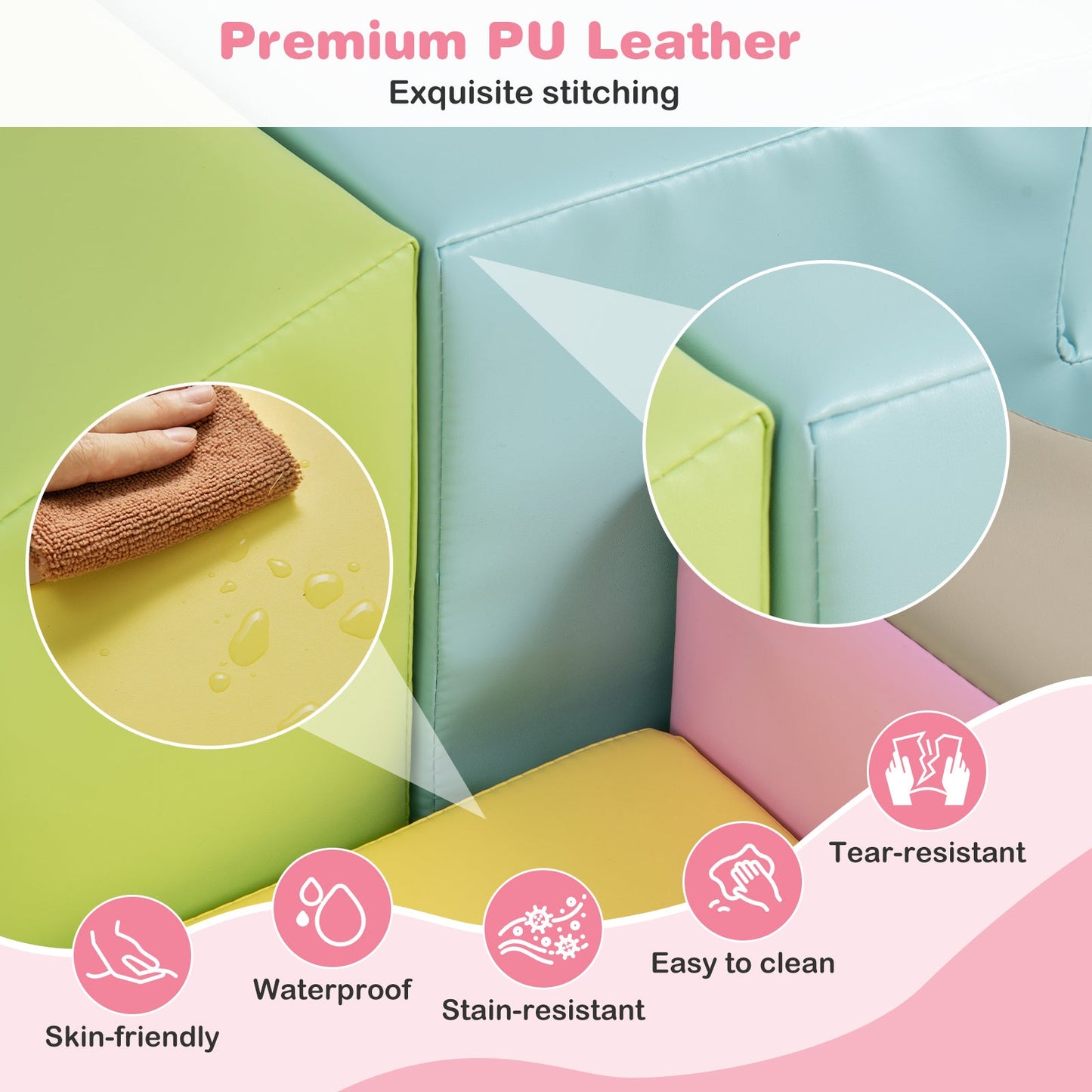 10-Piece Foam Climbing Toys for Toddlers Soft Foam PU Leather Building Blocks